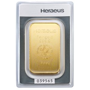 100g Gold Bar Heraeus Germany