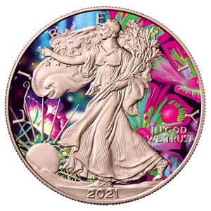 1 oz Silver Eagle 2021 – The Butterfly, Spirit Animals – Art Color Collection Series