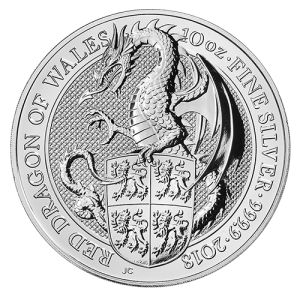 10 oz Silver Coin Red Dragon of Wales, Queens Beasts Series 2018 